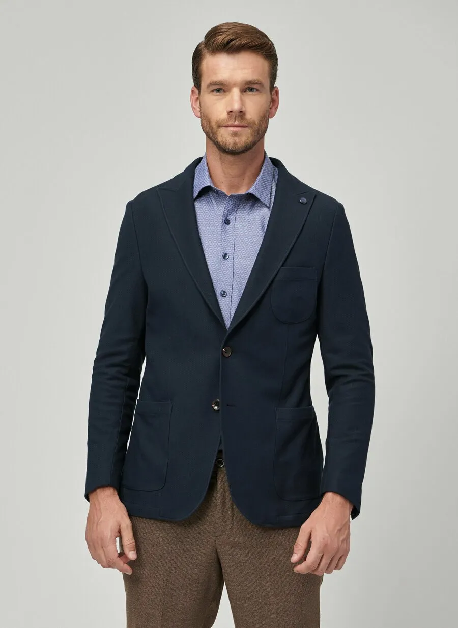 16896 Navy Blue Slim Fit Jacket