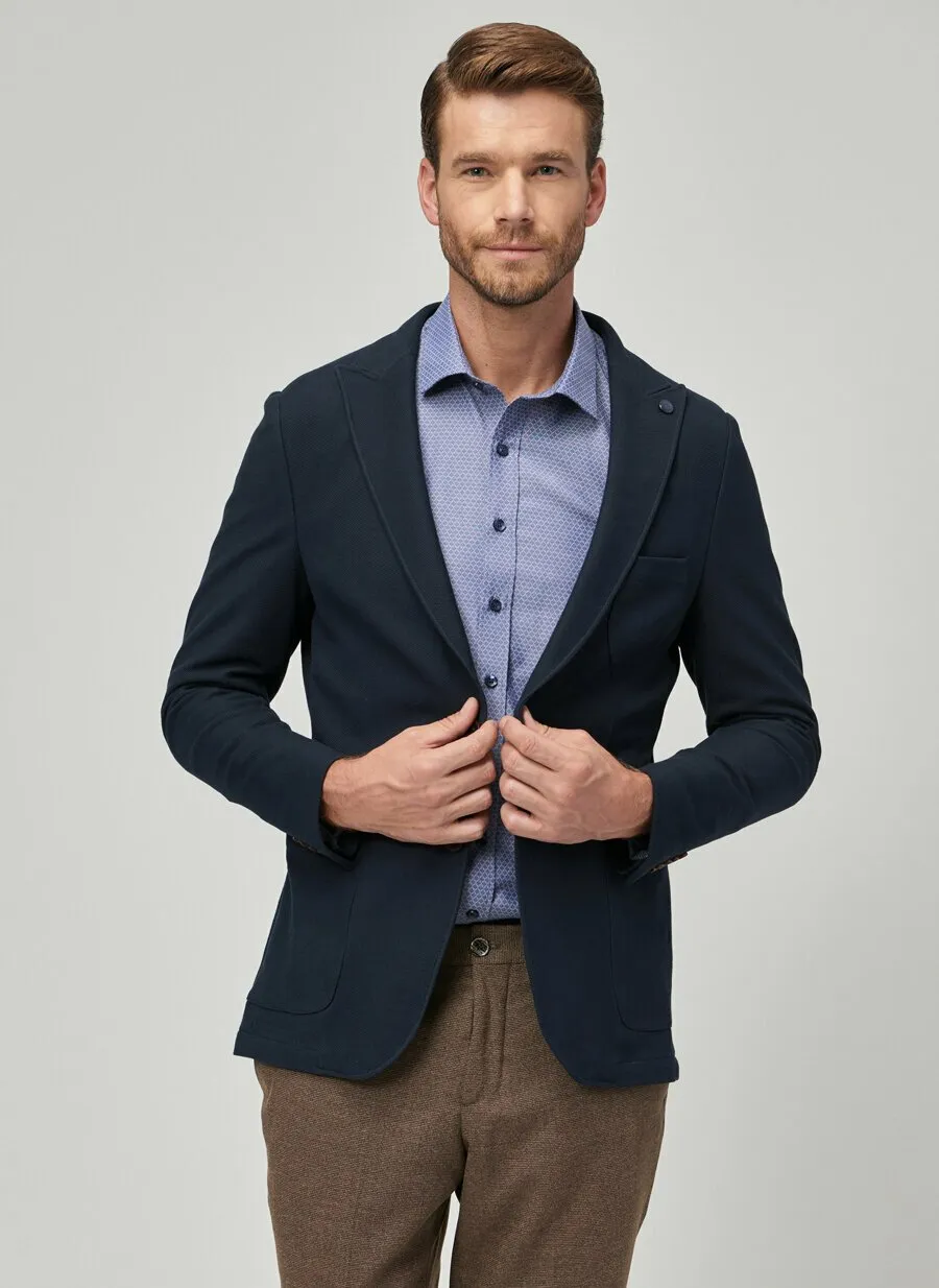 16896 Navy Blue Slim Fit Jacket