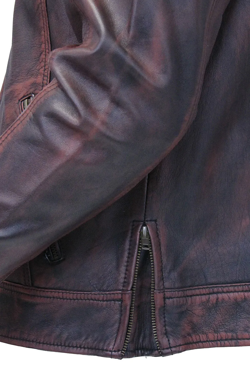 1950's Burgundy Distressed Leather Jacket w/CC Pockets #MA1959GR