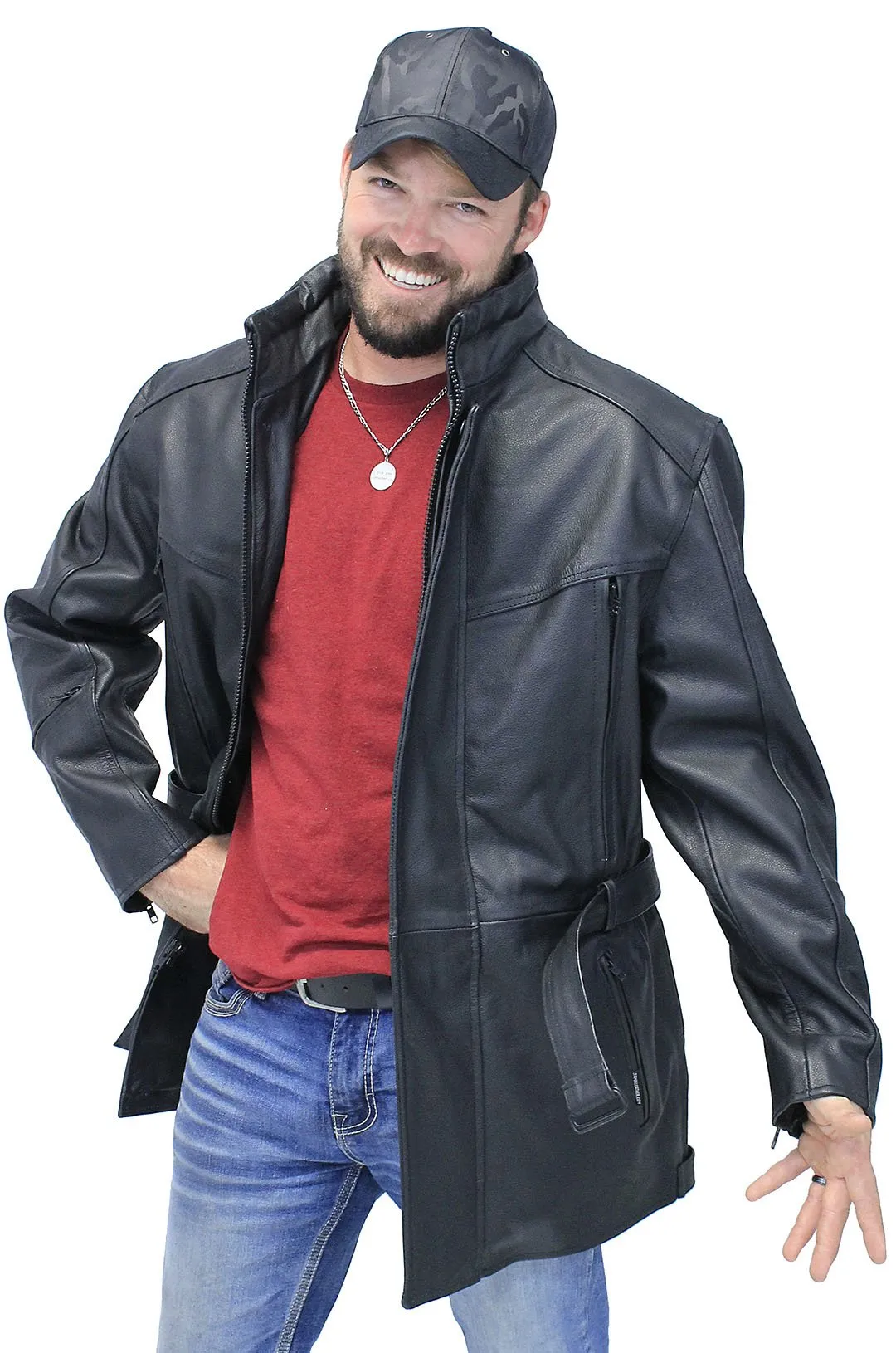 3/4 Length Cruiser Vented Leather Jacket #M3020VZ