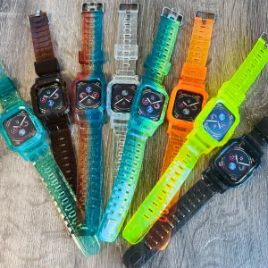 All In One Attached Bumper/Case Sport TPU Band For Apple Watch Multiple Colors Available