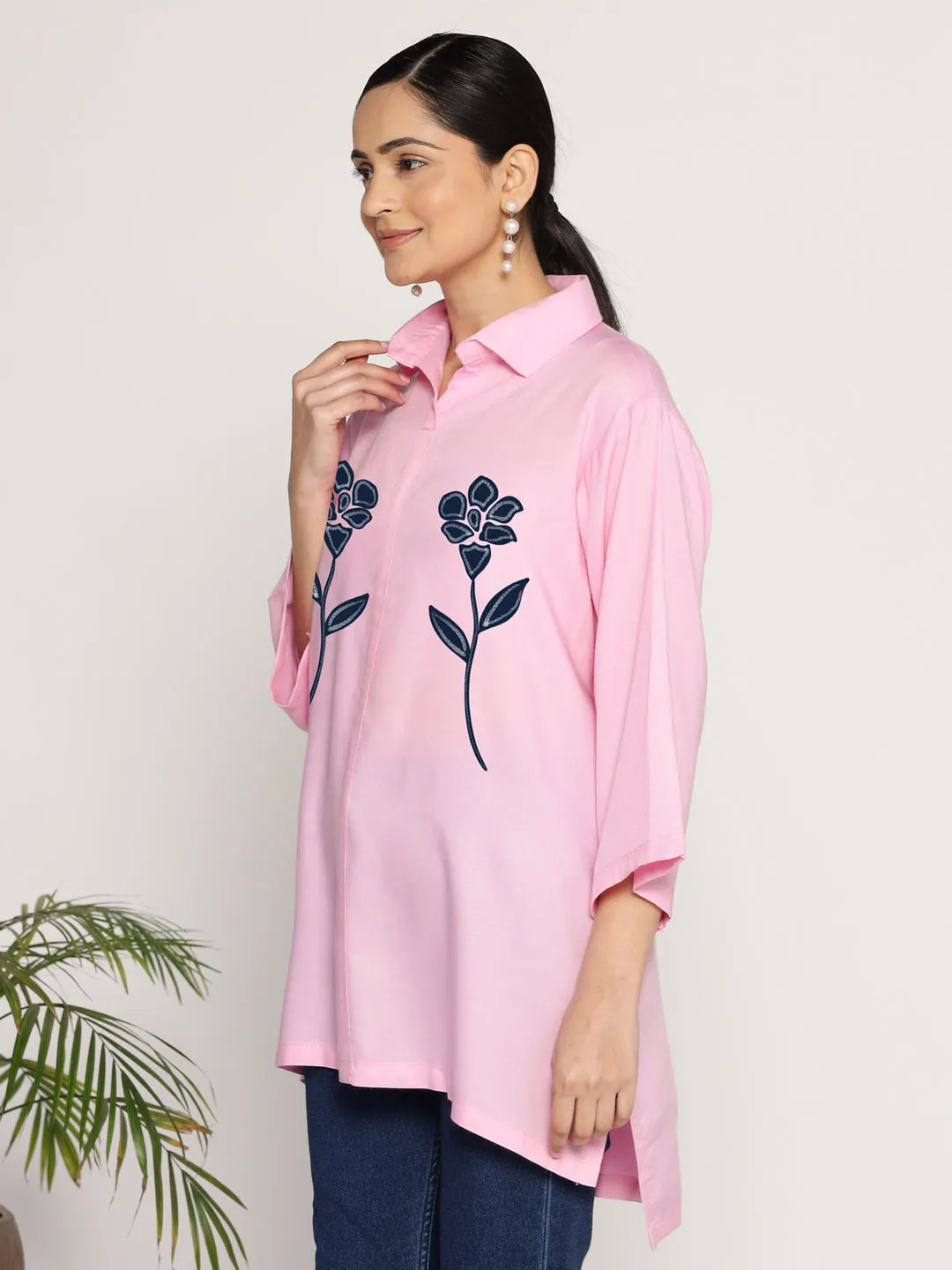 BabyPink Rayon ShirtTop - Solflor