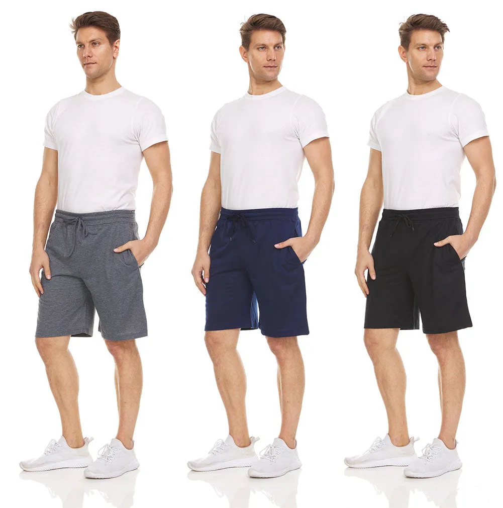 DARESAY Athletic Shorts For Men - Premium French Terry Men's Shorts, Gym Shorts For Men w/Pockets, Drawstring Closure, 3-Pk