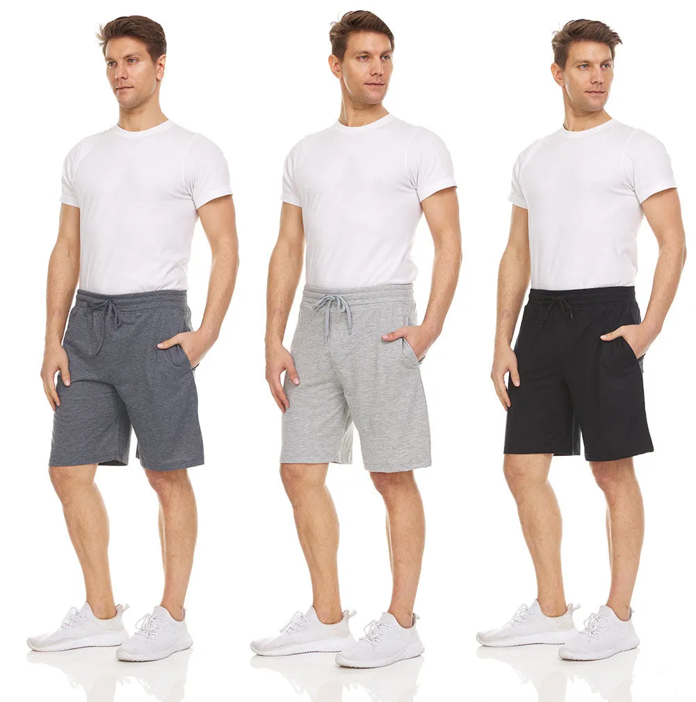 DARESAY Athletic Shorts For Men - Premium French Terry Men's Shorts, Gym Shorts For Men w/Pockets, Drawstring Closure, 3-Pk