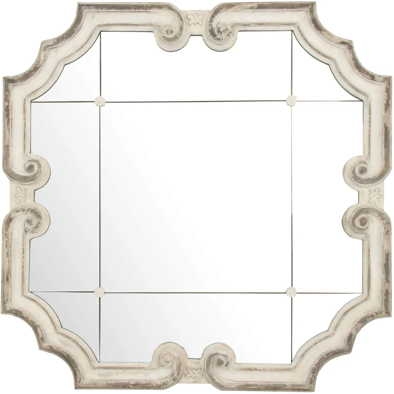 Distressed French Quatrefoil Mirror