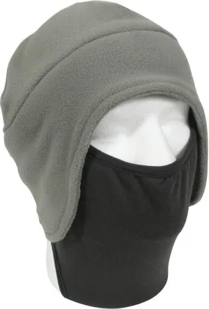 Foliage Green Black - Convertible Fleece Cap with Face Mask