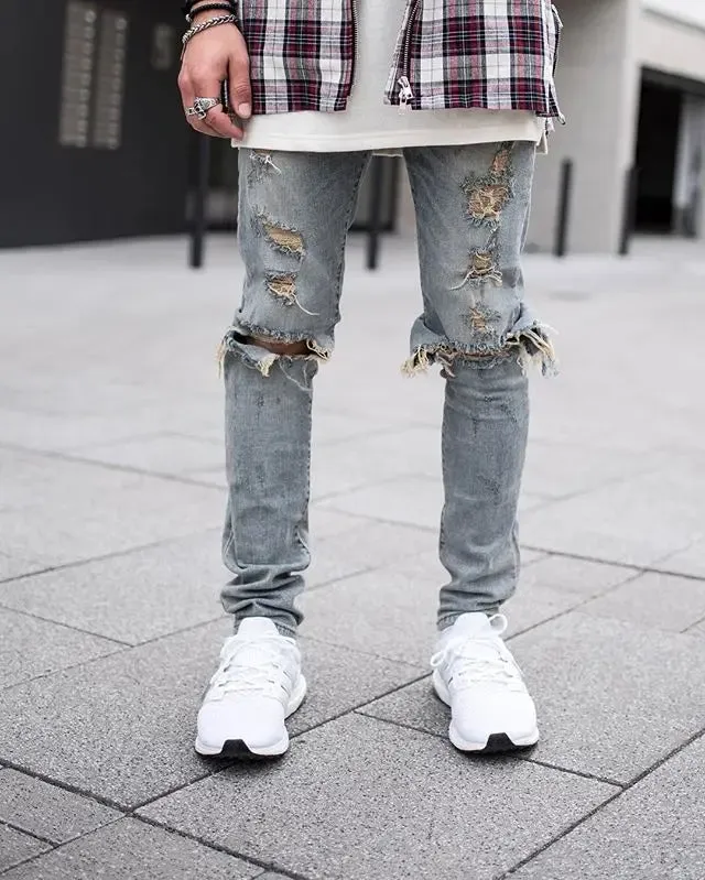 HIP HOP RIPPED SKINNY JEANS