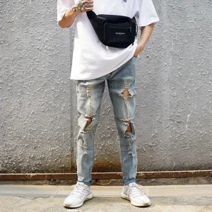 HIP HOP RIPPED SKINNY JEANS