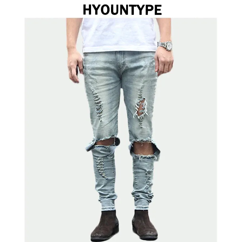 HIP HOP RIPPED SKINNY JEANS