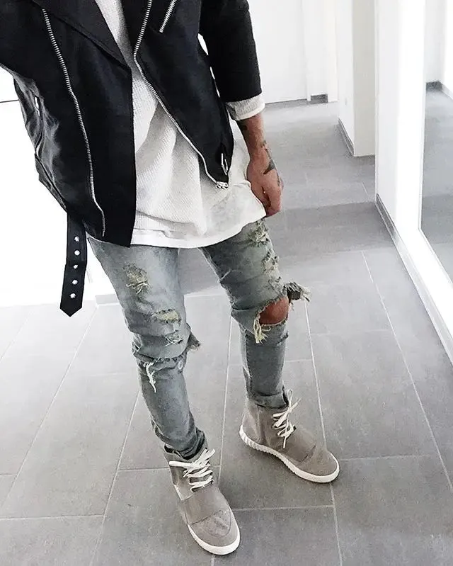 HIP HOP RIPPED SKINNY JEANS