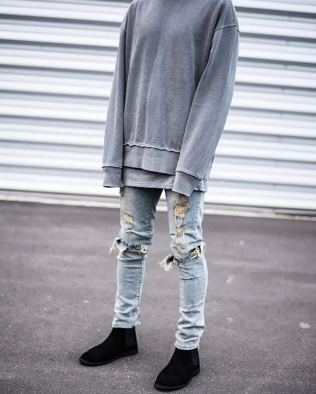 HIP HOP RIPPED SKINNY JEANS