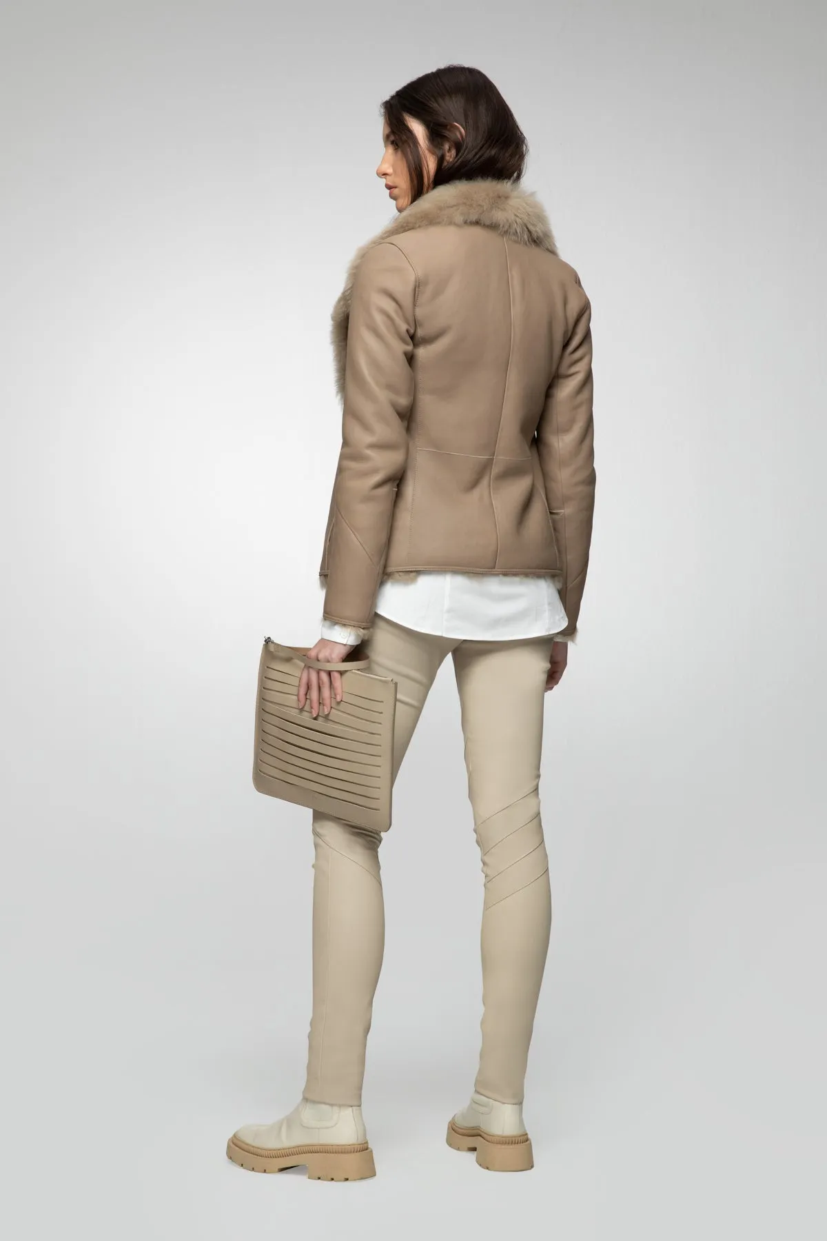 June - Desert Beige Shearling Jacket