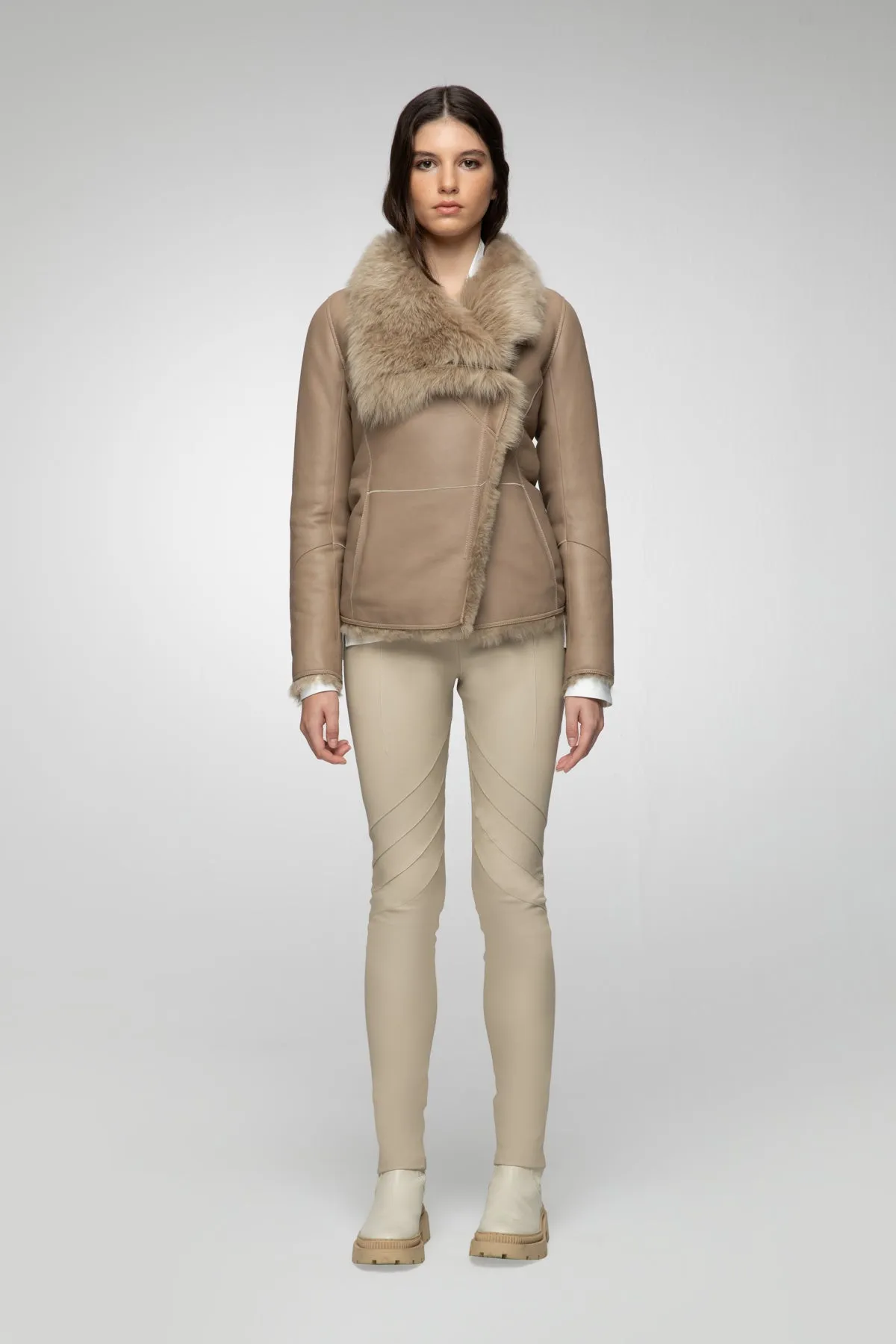 June - Desert Beige Shearling Jacket