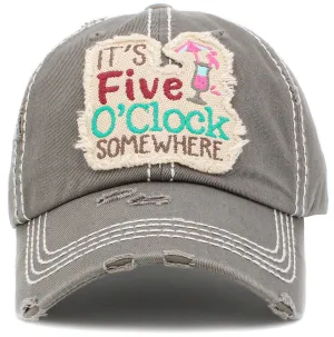 KBV1426 "It's Five O'Clock Somewhere" Vintage Distressed Cotton Cap