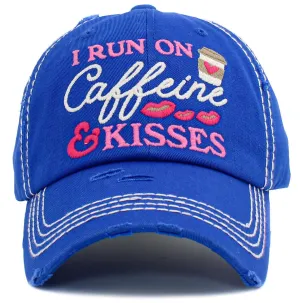 KBV1439 "I Run On Caffeine & Kisses" Washed Vintage Ballcap