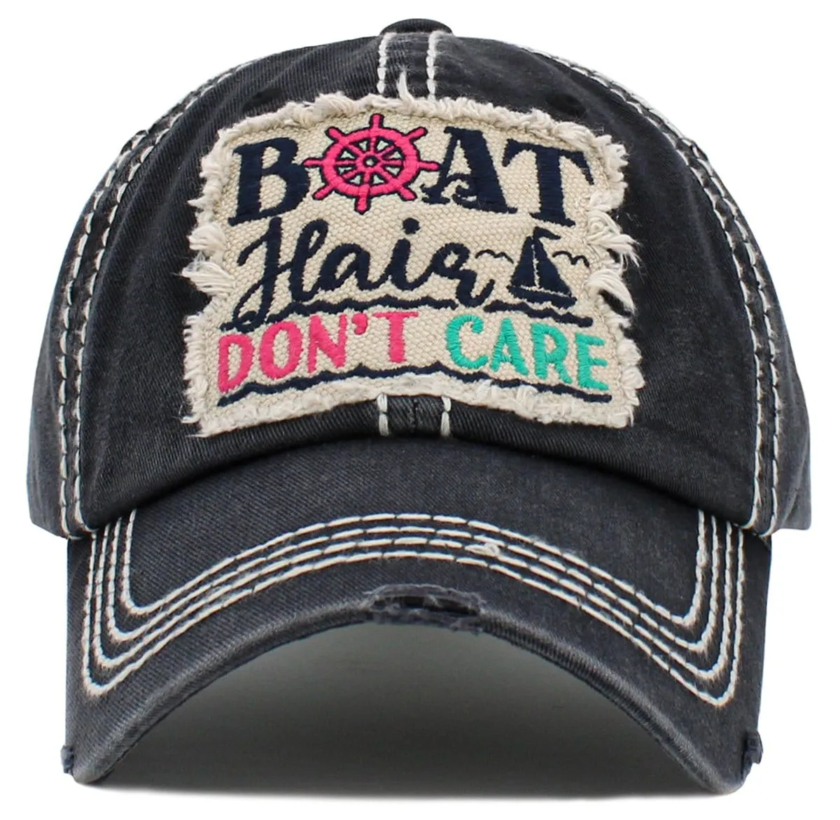 KBV1484 'Boat Hair Don't Care '  Washed Vintage Ballcap