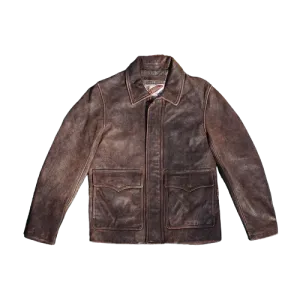 Men's Distressed Roughneck Oil Driller Leather Jacket