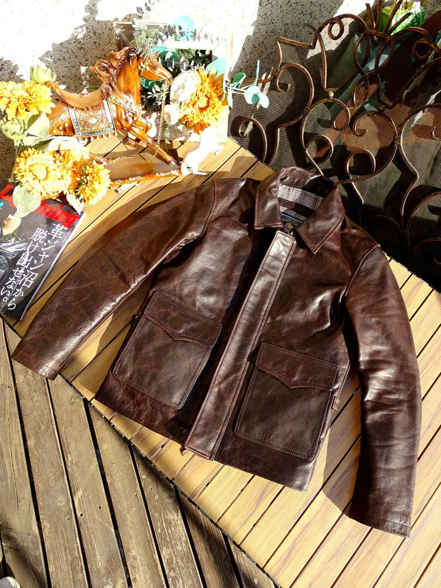 Men's Roughneck Oil Driller Leather Jacket Horsehide