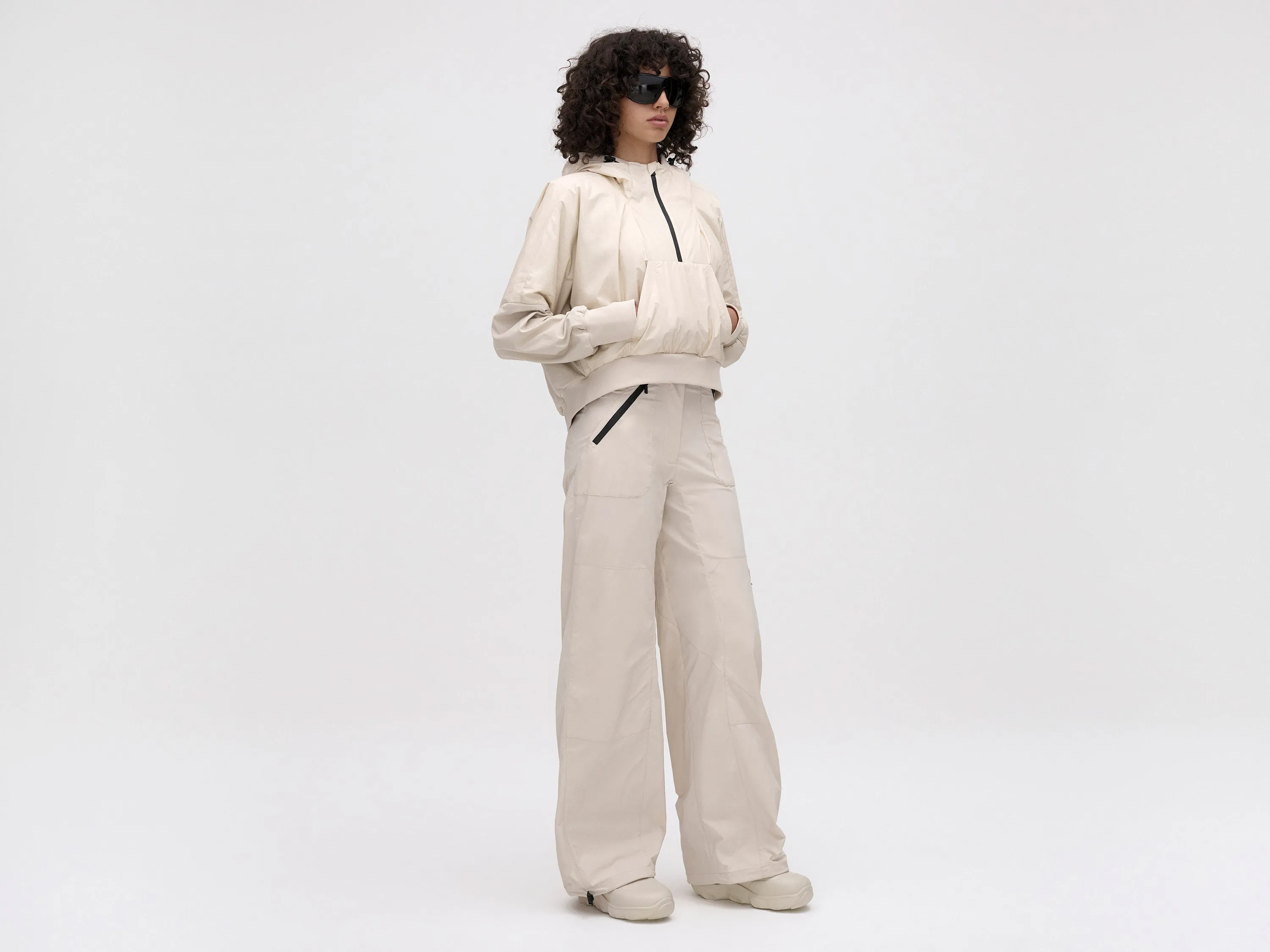 MIDLAYER CROPPED HOODIE - FOG