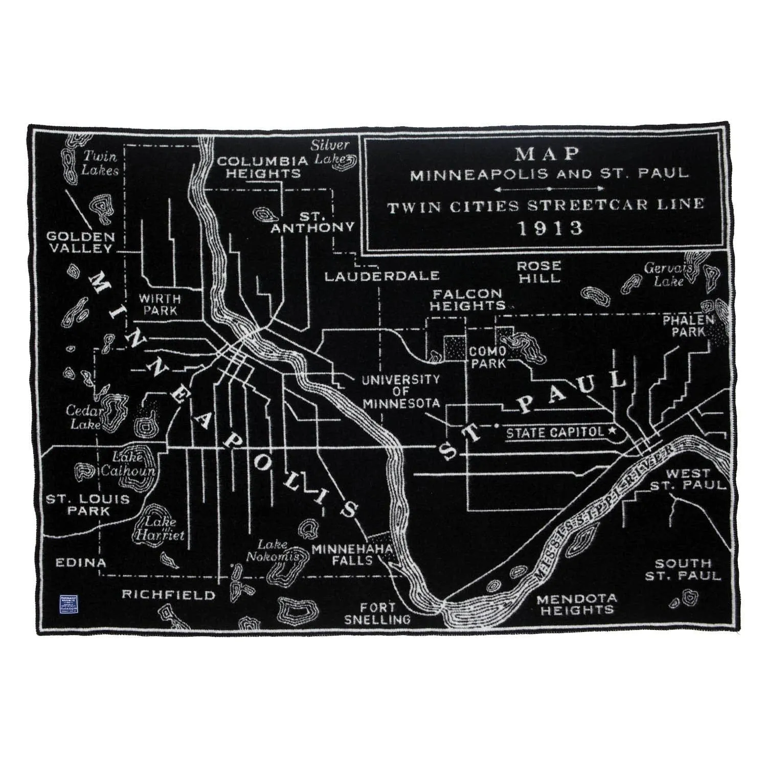 Minneapolis-Saint Paul Map Wool Throw