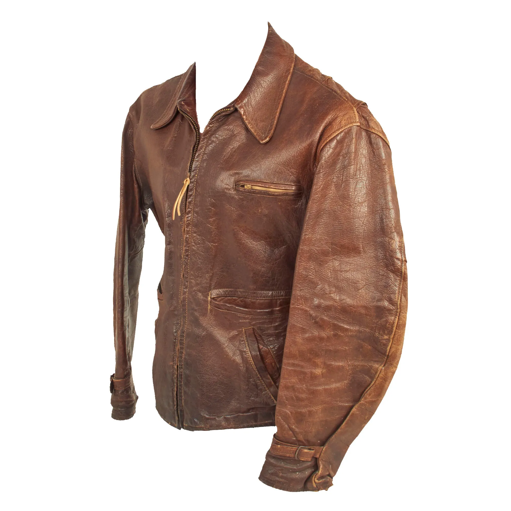 Original U.S. WWII British Made A-2 Style 20th Combat Fighter Squadron, 8th Air Force Painted Leather Motorcycle Jacket