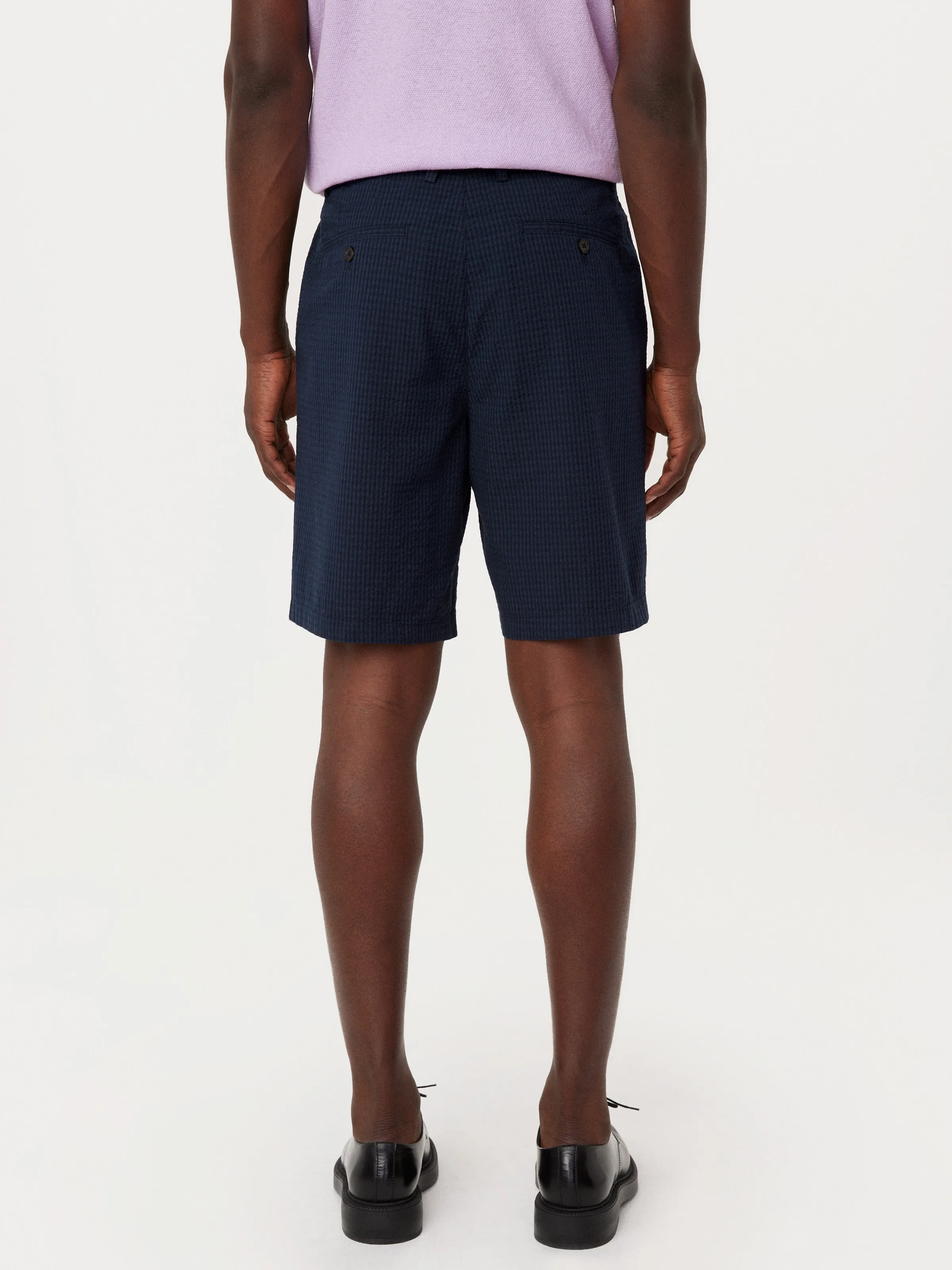 The Jamie Seersucker Short in Deep Blue