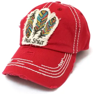 Triple Feather "Free Spirit" Patch Embroidery Hat