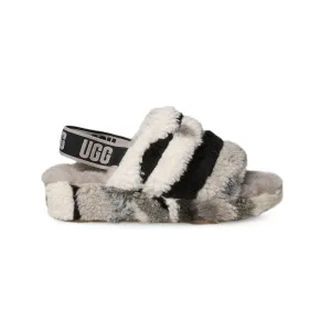 UGG Fluff Yeah Slide Cali Collage Black Grey Slippers - Women's