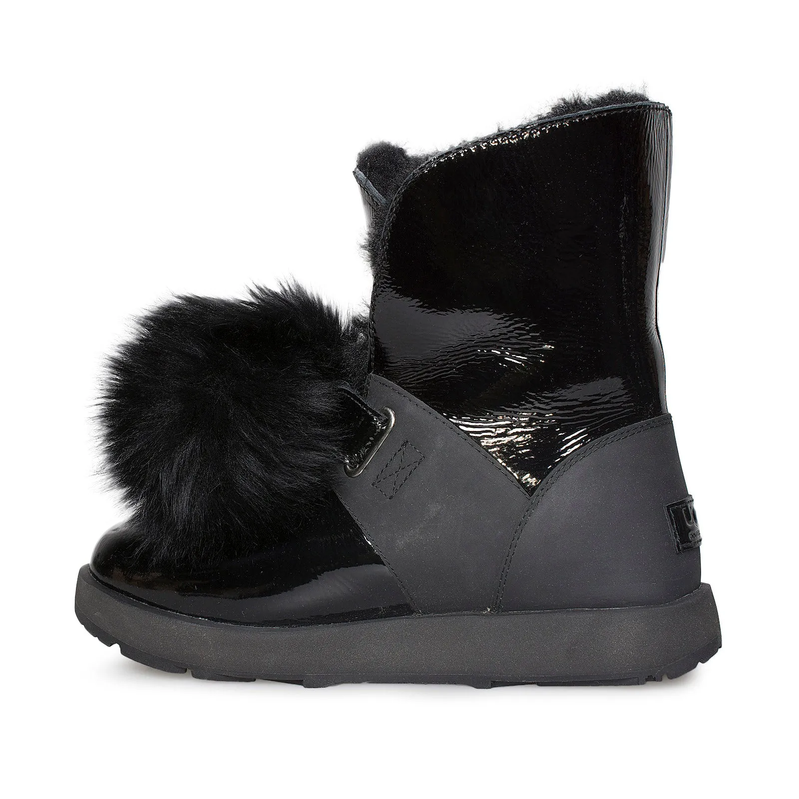 UGG Isley Patent Waterproof Black Boots - Women's